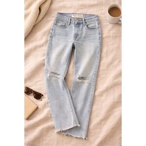 rag & bone Jeans Women 26 Light Wash Distressed Straight Leg Raw Hem Denim